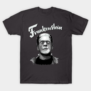 Frankenstein Illustration with title by Leni Nix T-Shirt